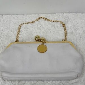 JANA FEIFER Elegant White Clutch with Gold Accents Slight marks on one side.